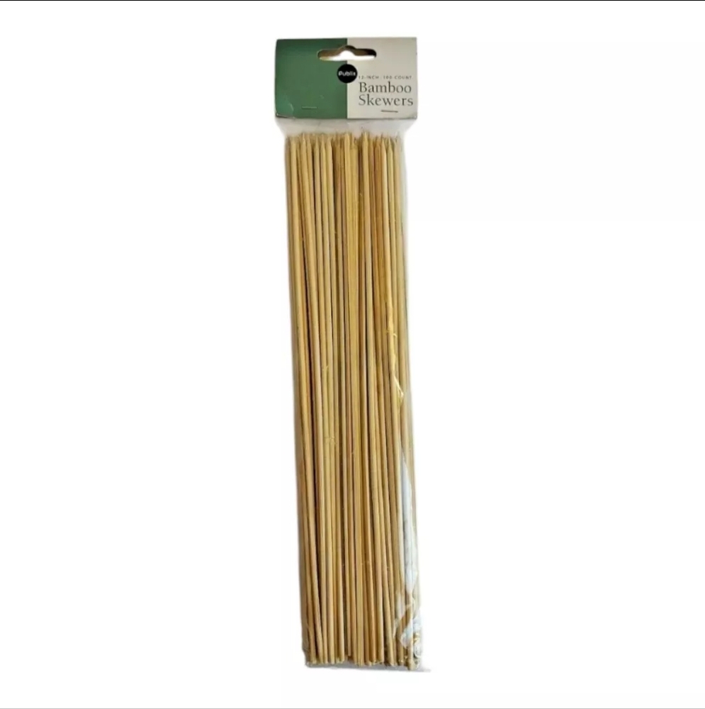 Publix Bamboo Wood Skewers 12in 100 Count Arts & Crafts Cooking Grilling Baking